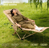 Fauteuil inclinable pliant moderne et portable à quatre positions avec repose-pieds, rembourré et épaissi, idéal pour le camping en plein air, la plage, le jardin et la terrasse
