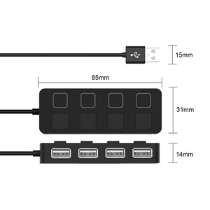 PC 컴퓨터를위한 독립적 인 480Mbps 고속 전송 데이터 어댑터가있는 4 포트 USB 2.0 허브 온/오프 스위치 분배기 확장기 - Product Image 6
