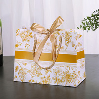 Sac cadeau réutilisable en papier kraft avec ruban, style festif de Noël, sac à main en papier kraft pour vêtements et cadeaux