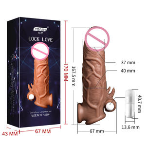 Hete Verkoop Paren Seks Vibrator Vloeibare Siliconen Lengte Dikte Verhogen Mannen Penis Verlenging Mouw Echt Groot - Product Image 3