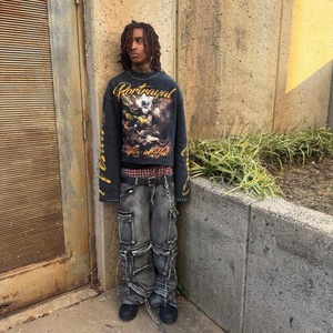 Camiseta de Manga Larga Corta, Estilo Vintage, Gruesa, Térmica, Personalizada con Estampado Urbano - Product Image 2