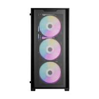 Casing Komputer Gaming Desktop ABKO G25 BK ATX Mid Tower Desain Vertikal 6 Kipas RGB USB 3.0 Catu Daya Terpasang Mesh Baja