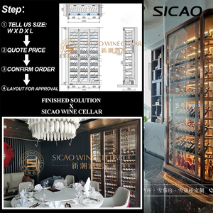 Étagères de cave à vin murales modernes personnalisées, design de cave à vin, étagères murales de bar, étagères suspendues pour spiritueux, armoire réfrigérée - Product Image 2