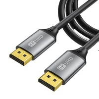 Kabel DP laki-laki untuk DisplayPort kepang 8K kualitas Premium