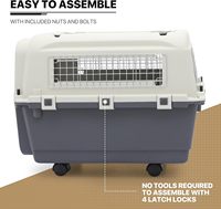Pawise Boîte à air multifonctionnelle en plastique rigide pour animaux de compagnie avec verrouillage de sécurité Ventilation pour chenil pour chien et chat avec panneau et roues
