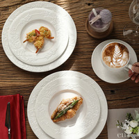 Assiette plate en porcelaine blanche de luxe, style nordique minimaliste, élégante, pour la maison, les restaurants et les cadeaux d'affaires
