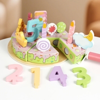 Mainan Kue Ulang Tahun Edukatif untuk Anak, Set Makanan Mainan Kayu, Pengalaman Bermain Dapur Realistis untuk Anak Laki-laki dan Perempuan