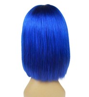 Wig Rambut Asli Pendek Model Bob Warna Biru Royal dengan Lace Front dan Hairline Alami untuk Wanita, Cocok untuk Kegunaan Sehari-hari, Pesta, dan Fashion