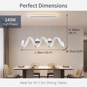 Lampadario Moderno Rettangolare 2027, 110V/220V 3CCT, Luce Pendente per Soffitti Bassi, Forma Ondulata, Lampadario da Cucina e Sala da Pranzo 140W - Product Image 3