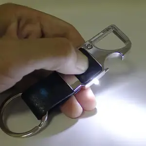 Keyring biểu tượng tùy chỉnh laser khuyến mại personalizado giá rẻ bán buôn tùy chỉnh da kim loại Keychain với LED ánh sáng