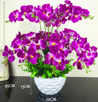 Orchidée artificielle en soie, 14 fourchettes de grande taille avec Pot en plastique pour décoration de mariage, de maison d'hôtel, bonsaï, nouvelle collection