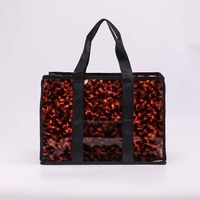 Sac fourre-tout transparent en PVC imprimé écaille de tortue avec logo personnalisé, sac à main transparent effet écaille de tortue avec poignées robustes