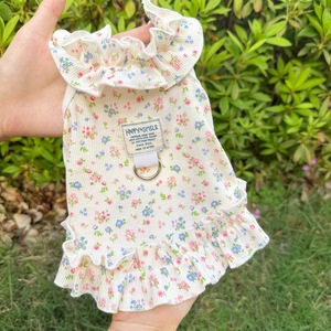 Robe à imprimé floral pour animaux de compagnie, avec volants, pour chiens et chats, tenue respirante en Polyester, Style princesse, printemps et été - Product Image 1
