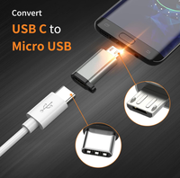 USB C ke Micro B 2.0 Pengisian Daya & Sinkronisasi Data Kompatibel dengan Samsung Galaxy S7 S6 J7 Note 5 Kindle Ps4 dan Lainnya - Abu-abu
