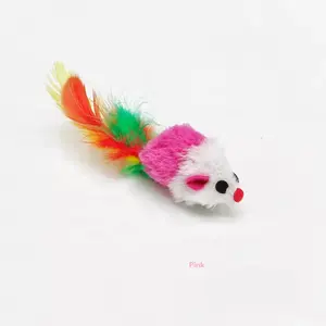 Bon marché Prix coloré en peluche chat interactif jouet pour chat en forme de souris jouet pour chat avec plume d'herbe à chat