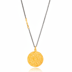 Colgante de diseño redondo Vintage de plata chapada en oro de 22K, venta al por mayor, joyería de plata de ley 925 hecha a mano turca - Product Image 2