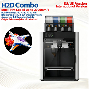 เครื่องพิมพ์สามมิติ Home <span class=keywords><strong>Pro</strong></span> User Bamboo H2D Combo 3D รุ่น EU UK ปลดล็อคสากล รองรับ Core-XY สำหรับทำต้นแบบ เชื่อมต่อแอปผ่าน WiFi - Product Image 1