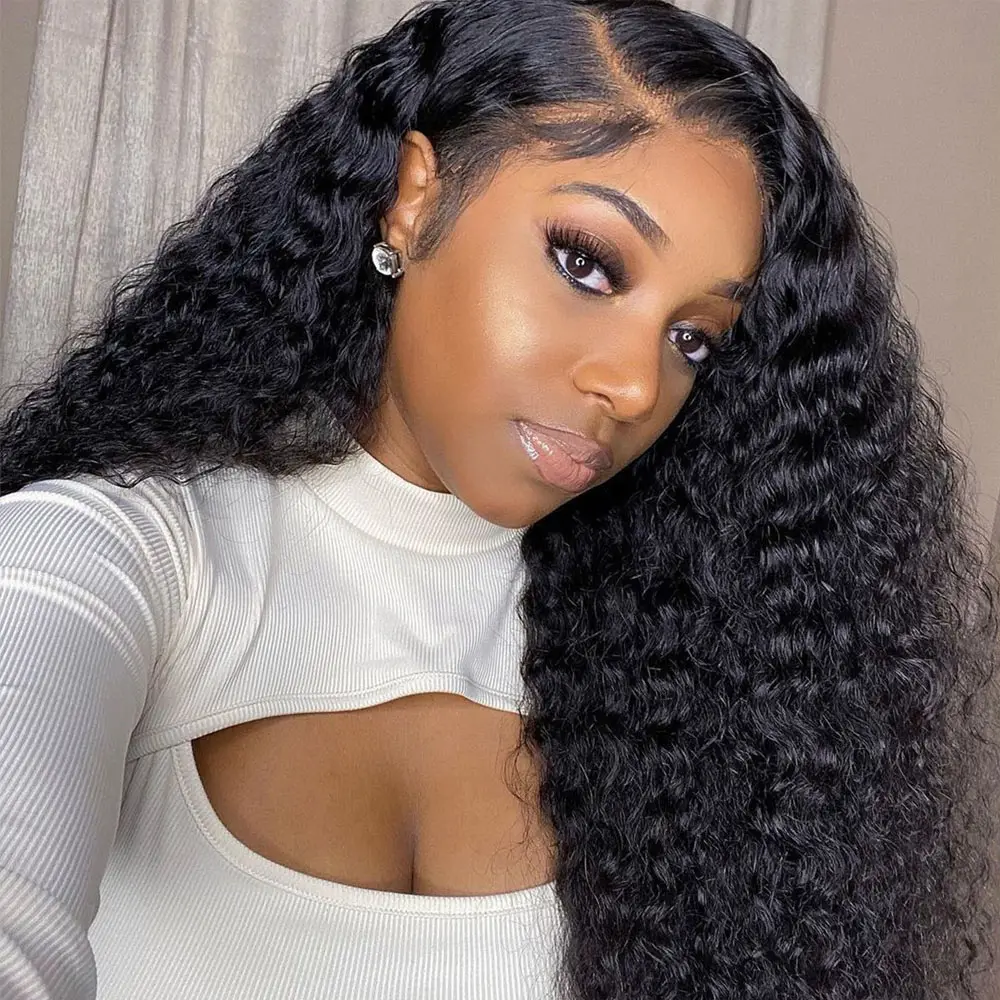 YL Transparent Lace Frontal Wigs Raw Indian Human Hair Lace Wigs Virgin Cuticle Aligned Deep wave Full Lace Front Wig