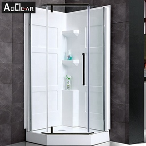Acrylic modular shower wall surrounds with tempered glass luxury portable shower cabin