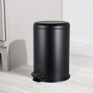 Poubelle ronde à pédale avec couvercle fermé en douceur Poubelle en acier inoxydable Poubelle pour la maison - Product Image 5