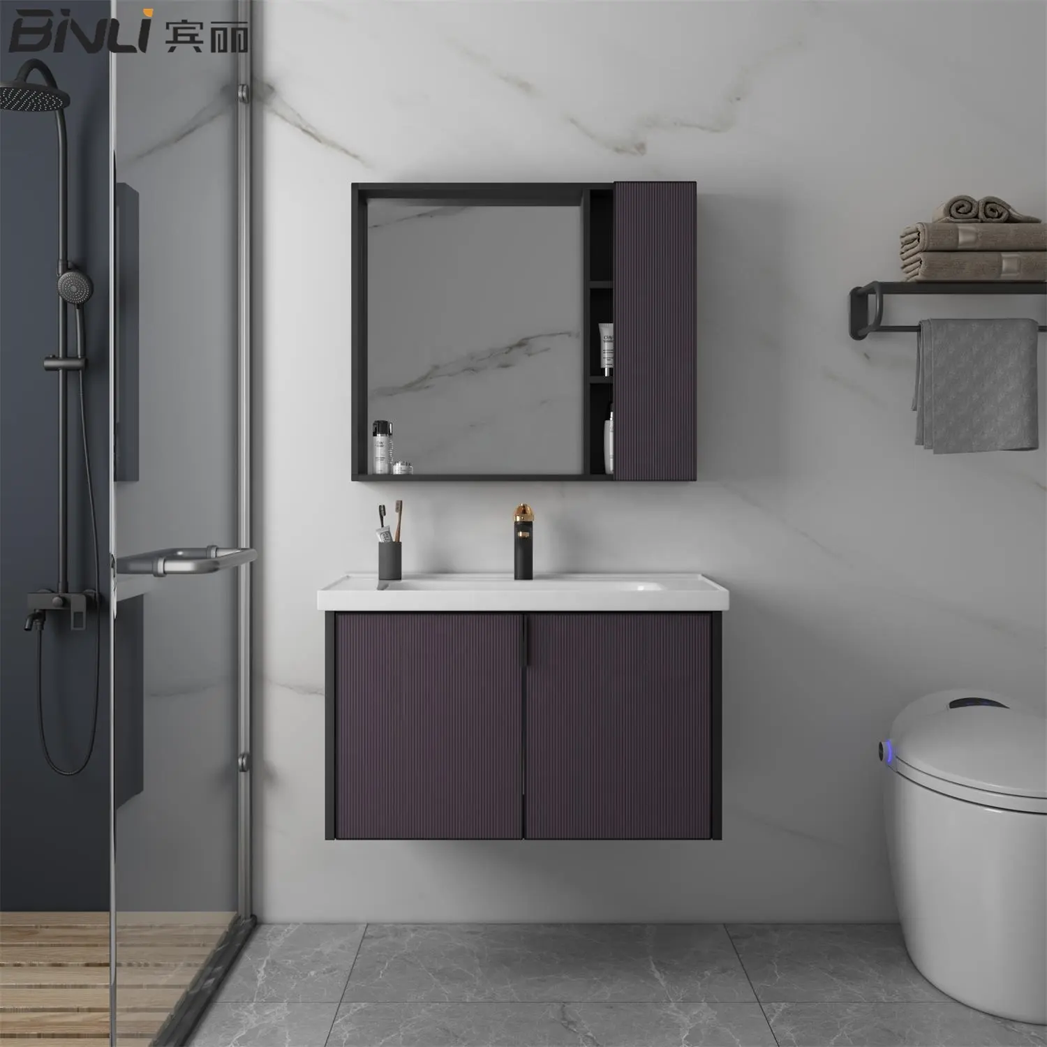 Lavatório para banheiro de alumínio, equipamento sanitário moderno de parede para lavatório de banheiro