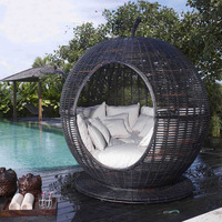 Canapé-chaise longue en rotin créatif en forme de pomme pour cour, terrasse et piscine, meubles de jardin