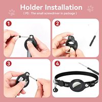 KingHon Airtag Collier pour chat à empreinte réglable Collier réfléchissant de sécurité pour animaux de compagnie avec cloche pour anti-perte avec support Airtag