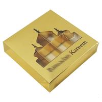 Eid Mubarak Ramadan personnalisé Chocolat Bonbons Cookie Pack Boîte Biscuit Boîte Gâteau Emballage Boîtes de l'Avent Avec 16 Grilles Diviseurs
