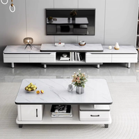 Ensemble de meuble TV et table basse pliables, écologiques et durables, de style nordique contemporain, avec rangement, pour le salon