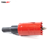 Scie cloche bi-métallique TOOLJOY M42 14-30 mm avec mandrin pour le bois et la tôle, emballage en boîte couleur