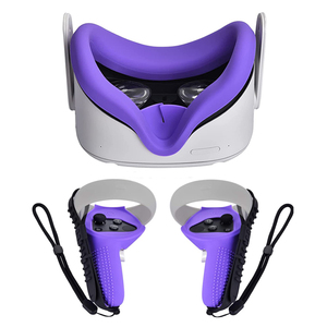 Kit de accesorios de silicona VR suave con cubierta facial y cubierta de controlador para <span class=keywords><strong>Oculus</strong></span> <span class=keywords><strong>Quest</strong></span> <span class=keywords><strong>2</strong></span> Touch Grips con correa de mano - Product Image 3