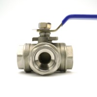 Válvula de Bola de Tres Vías de Acero Inoxidable SS304/316, Tipo L, Rosca Hembra NPT/BSP, 1/2 Pulgada, Base OEM, Temperatura Normal/Media, Operación Manual