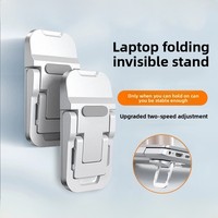 Support pour ordinateur portable en alliage d'aluminium ultra-mince pliable ergonomique auto-adhésif support de refroidissement pour ordinateur portable pour le bureau et les voyages