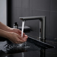 Robinet de lavabo à capteur sans contact monotrou, en acier inoxydable 304, finition or brossé, moderne, pour chambre à coucher, durée de vie 500 000 utilisations, économe en énergie
