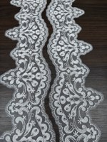 Bordure en dentelle brodée style Alençon, motif floral blanc, motif de feuillage, bordure picot pour robe de mariée, accessoires de décoration intérieure, vente en gros