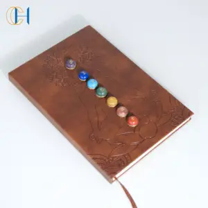 C & H Custom Private Label Lederbezug 7 Charkra Crystal Stone Journal Meditation Yoga Notizbuch