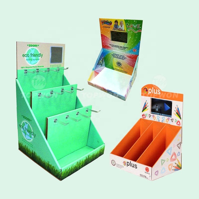 Custom Supermarket Retail Paper Display Box Cardboard Counter Display With Lcd Screen Lcd Led Cardboard Display Counter