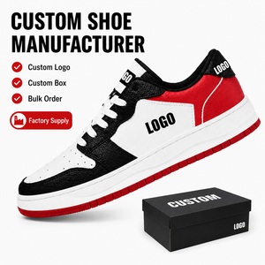 Chaussures de skate personnalisées avec logo, basses, à lacets, baskets décontractées, aspect cuir texturé, semelle en caoutchouc, commande en gros - Product Image 1