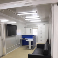 Bureau préfabriqué en panneaux sandwich, conteneur plat, isolé et insonorisé pour chantier de construction, espace de travail administratif, cabine de bureau de chantier