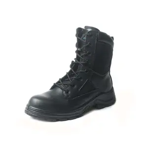 VITOSAFE High Quality OEM ODM Tactical Leather Black Combat Safety Boots with Zipper for Men and Women