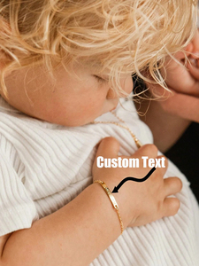 DuoYing Unique 18K chapado en oro de acero inoxidable nombre del bebé pulsera cumpleaños niños grabado láser personalizado perfecto Santa secreto <span class=keywords><strong>regalo</strong></span> - Product Image 2