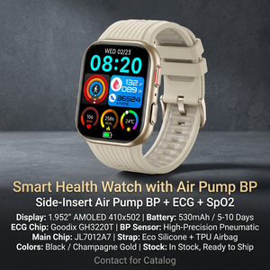 Meilleure montre connectée carrée en silicone avec pompe à air magnétique, affichage AMOLED, suivi en temps réel de la tension artérielle et de la fréquence cardiaque <span class=keywords><strong>pour</strong></span> - Product Image 1