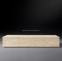 Nouveauté Meubles de salon italiens de luxe Table basse carrée en pierre de travertin