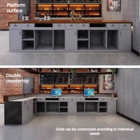 Comptoir de bar de style industriel, comptoir de café, comptoir de réception vintage, comptoir de caisse, comptoir d'angle, gris ciment