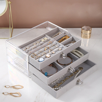 Boîte à bijoux portable haut de gamme personnalisée en gros Boîte cadeau pour bijoux de grande capacité pour boucles d'oreilles et bagues