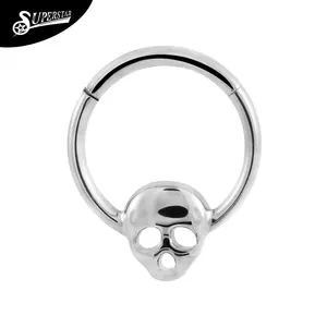 Superstar Wholesale High Quality Nose Skull Style Body Piercing Jewelry ASTM F136 Titanium Hinged Segment Clicker Ring Septum