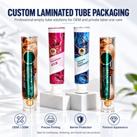 Tube de dentifrice en aluminium et plastique de 50 ml, personnalisé avec impression UV, emballage souple pour soins bucco-dentaires, bouchon à vis 12,7-35 mm