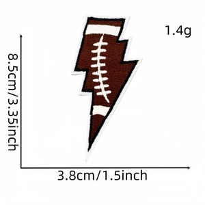 Parche deportivo al por mayor, insignia bordada personalizada <span class=keywords><strong>de</strong></span> fútbol, aplique termoadhesivo <span class=keywords><strong>de</strong></span> estrella <span class=keywords><strong>de</strong></span> béisbol y rayo, para abrigo universitario <span class=keywords><strong>de</strong></span> baloncesto DIY - Product Image 4