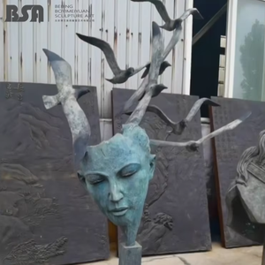 청동 주물 인간 얼굴 조각상 추상 청동 얼굴 조각 호텔 장식용 청동 금속 사람 얼굴 조각 - Product Image 2