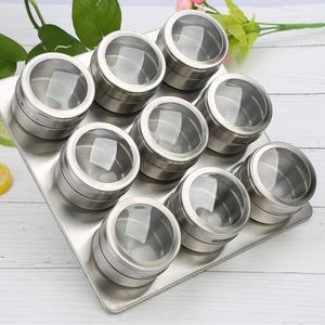 Latas de especias magnéticas, latas de especias de acero inoxidable con pedestal - Product Image 1